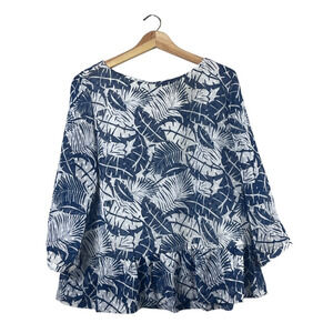 Blue and White Floral Brooks Brothers Long Sleeve Blouse 16